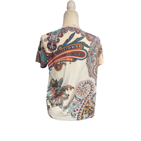 Desigual Multicolor Paisley Print T-Shirt Size S Y2K Boho Art Print - Picture 3 of 7